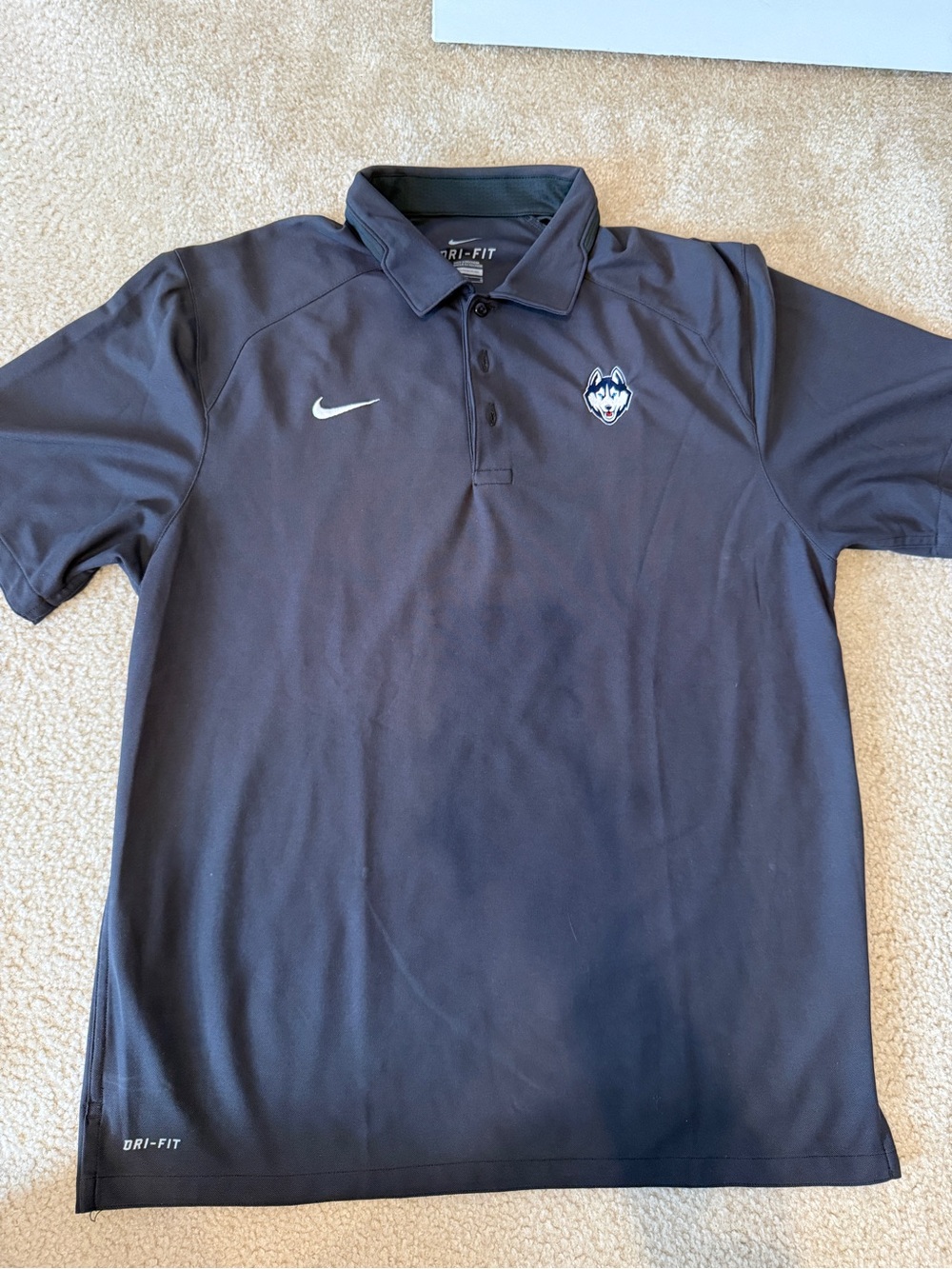 UConn Nike Gray Dri-FIT Polo